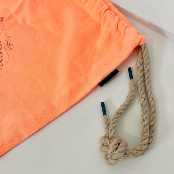 Neon Peach Ralph Lauren Nautical Ocean Wash Cotton Multi-Use Drawstring Bag - Picture 2 of 5